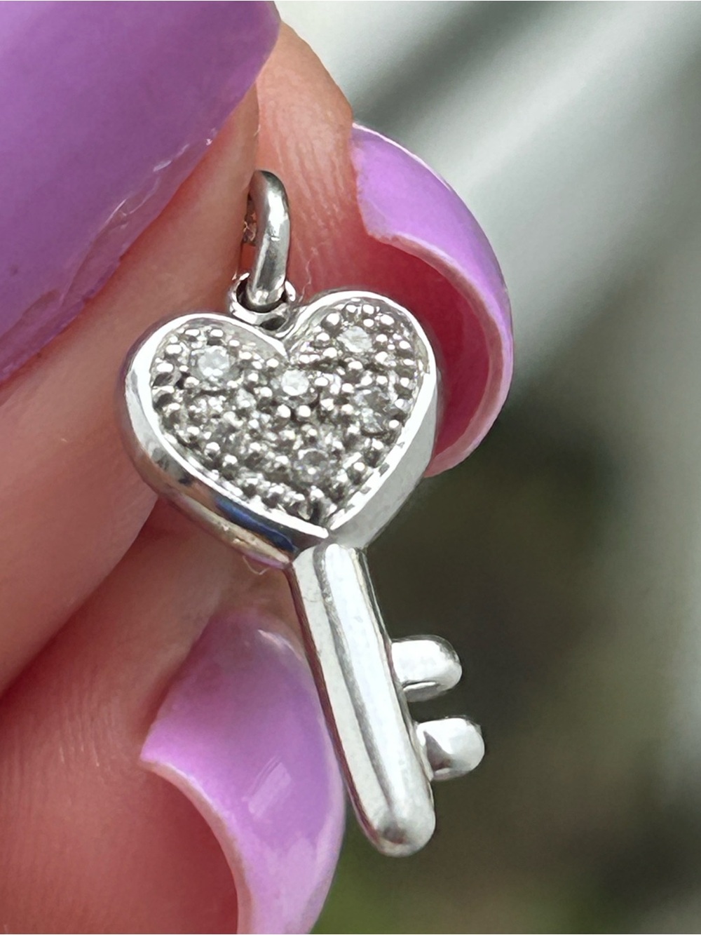 Kay Jewelers white gold Heart Key and Pave Heart Pendant Necklace with diamonds - Picture 6 of 6
